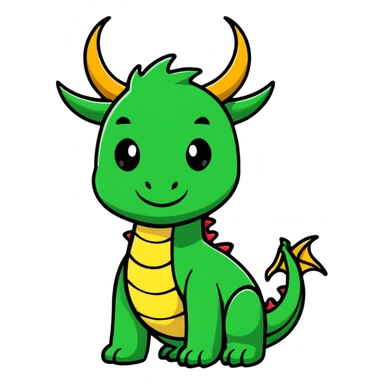 A colorful friendly cartoon dragon with wings and horns sticker