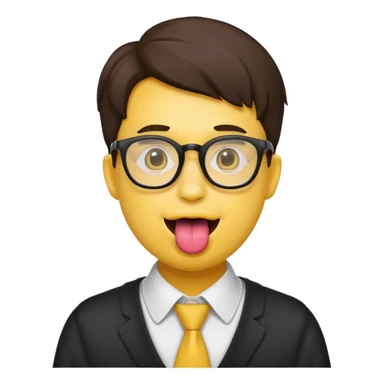 yellow round face with nerd glasses and tongue sticking out sticker