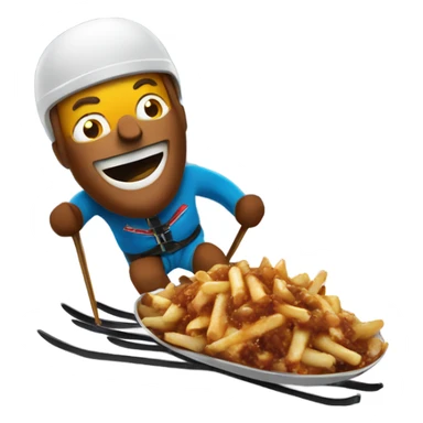 Poutine skiing on a mountain sticker