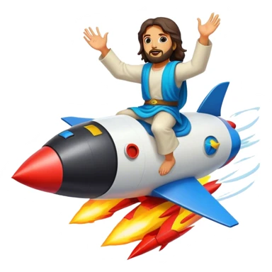 Jesus riding a rocket black ship boom! sticker