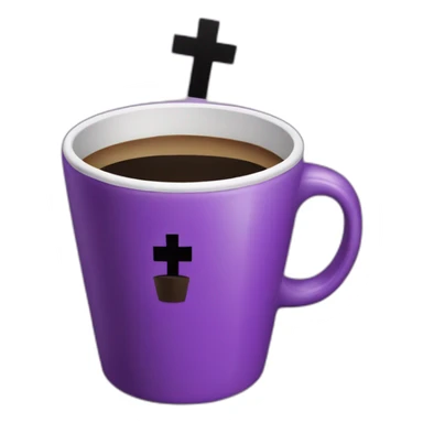 Purple coffee cup with black cross on it sticker