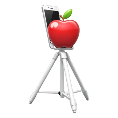 3D Apple-style emoji of a white tripod holding  sticker