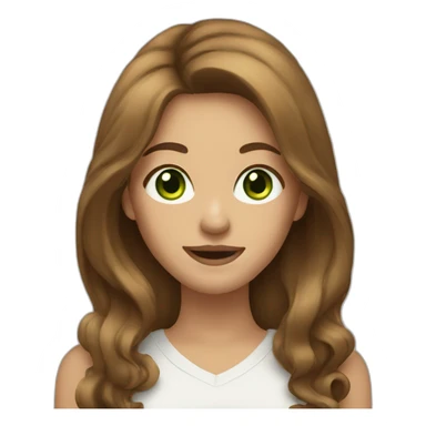 Woman long Brown hair Green eyes Big mouth sticker