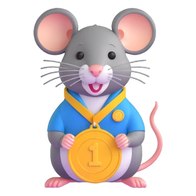 rat with a gold medal and ribbon sticker