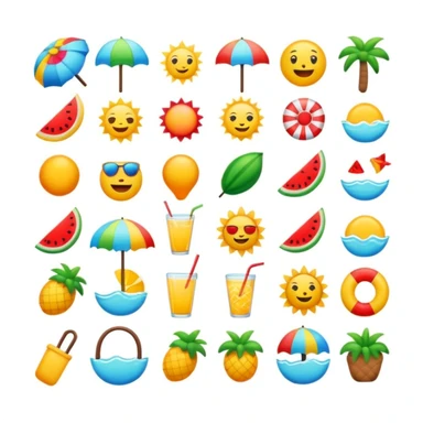 I want a summer themed emoji set sticker