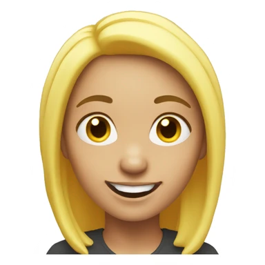 white happy woman with yellow hair  is squatting front view sticker