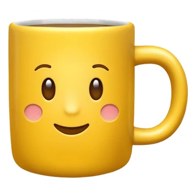 emoji of a yellow coffee mug with “Luke’s” written on it, steam coming out, cozy cartoon style sticker