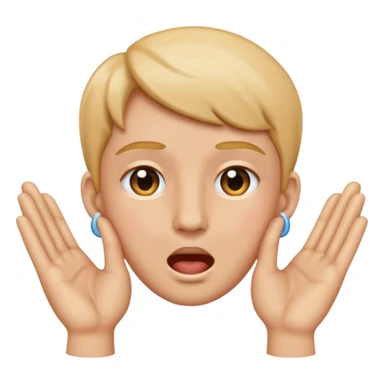 Hands inside ear above drooling emoji sticker