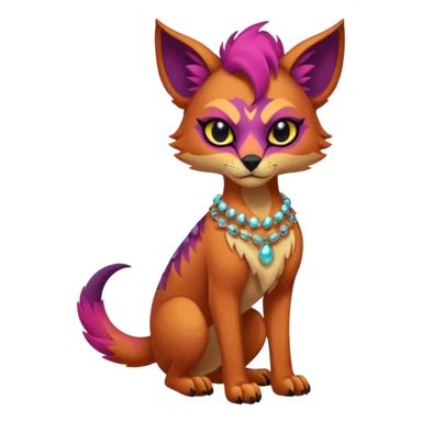 Multicolored gloomy dark edgy spooky hot warm badass realistic floral exotic Falvie-Fionbri-animal, full body, wearing jewelries sticker