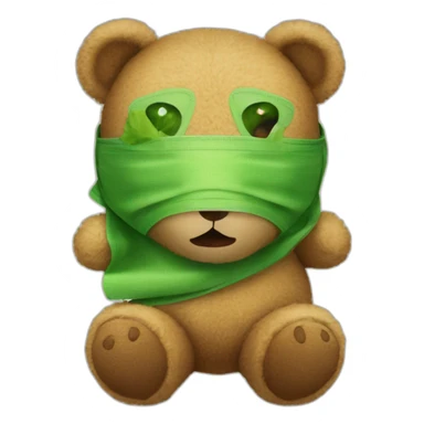 teddy bear in a cloth mask and cucumbers in front of his eyes sticker