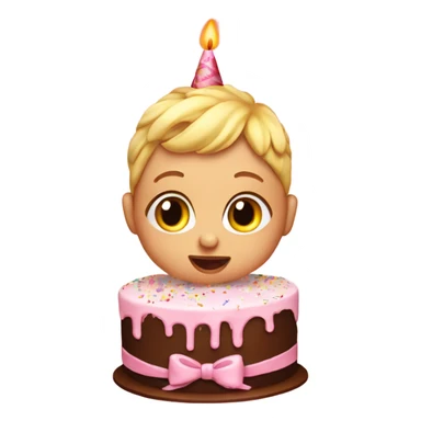 Baby popping out of a cake sticker