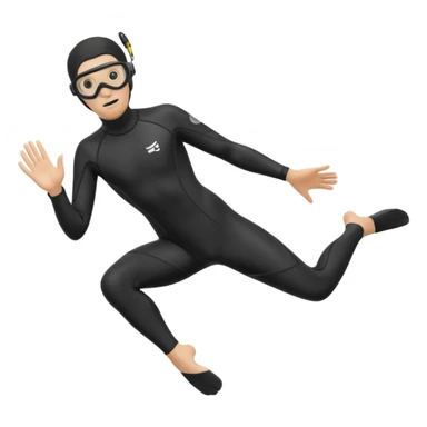 freediver, black wetsuit, black fins, black goggles, diving pose, no background sticker