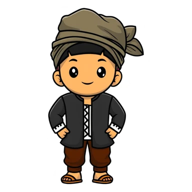 Kurdish boy with traditional hat sticker