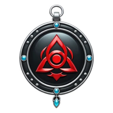 iOS sticker, dark fantasy amulet, black base, red symbol, minimal sticker