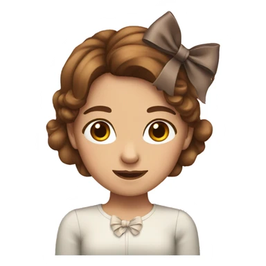 A girl with brown hair and a bow sticker