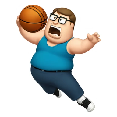 Peter griffin shooting a basketball while falling backwards  sticker