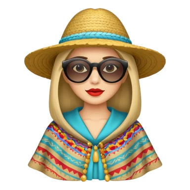 woman with fashion pancho sunglasses sticker