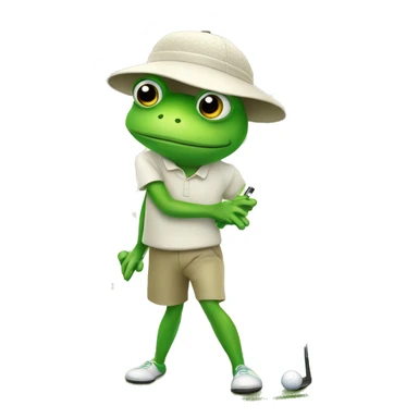 frog playing golf sticker