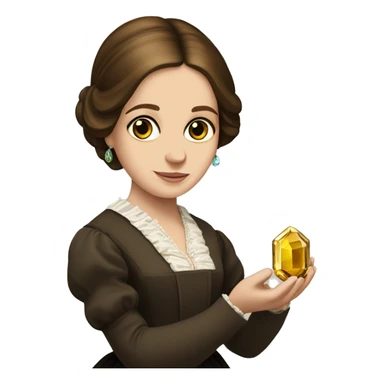 Charlotte Bronte holding a gem in her hand sticker