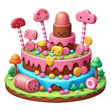 kawaii style SPAM MEAT candy land landscape  sticker
