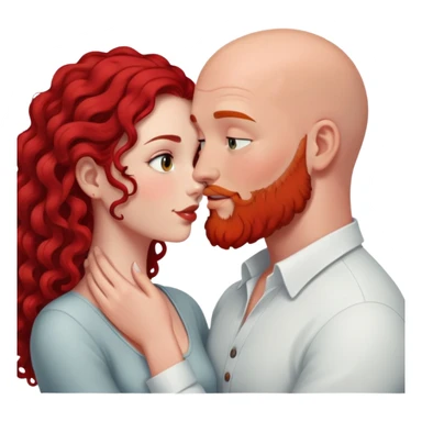 intimate moment between lovers bald man red beard long black curly hair woman sticker