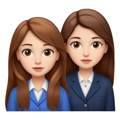 TWO BROWN HAIRED GIRLS DOING PROJECT ON JOB, PROFESSIONAL AND CUTE , LONG HAIR MAKEUP sticker