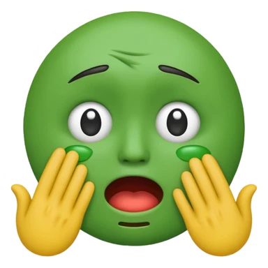 classic emoji style green face throwing up and crying at the same time simple round no human features sticker