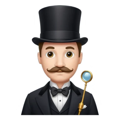 Fancy man with top hat and mustache with fancy look on his face and monocle on his eye sticker