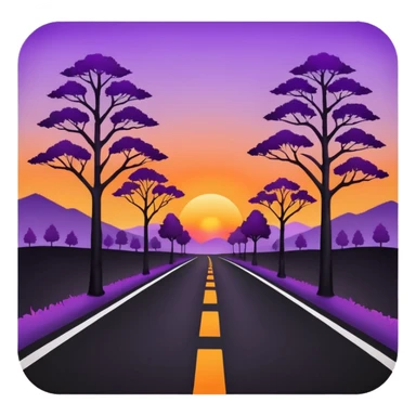 road with sunset sticker