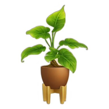 divine plant in a brown flower pot on a stand in golden with four feet sticker