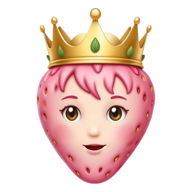 soft pink strawberry with cute face and crown sticker