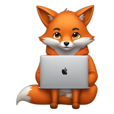 fox with hoodie and a macbook sticker