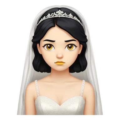 "- Nữ
- 20 tuổi
- Da vàng
- Trang phục cô dâu 
- Mặt nghiêm túc, tóc đen
" sticker