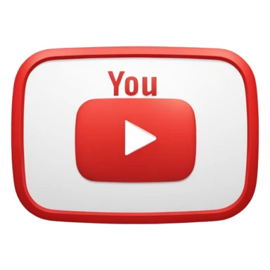 YouTube logo, red rectangle with rounded corners and white play button in the center sticker