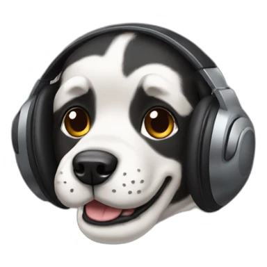 un perro negro con audifonods sticker