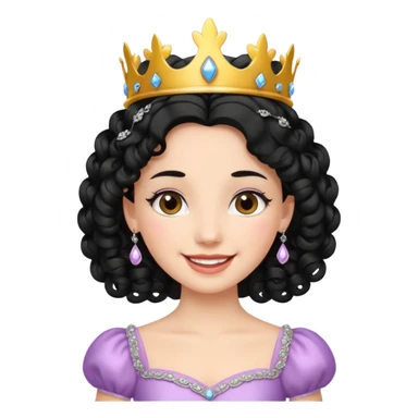 Princesa banca con el pelo rizado y el pelo negro  sticker