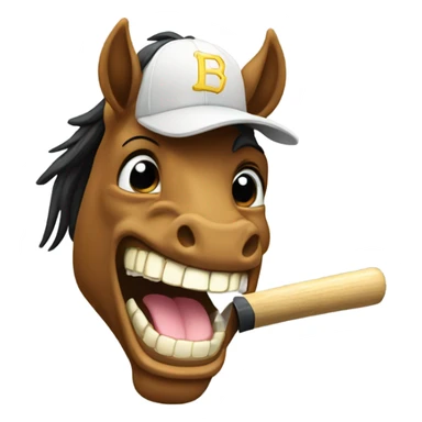Horse with gold teeth and baseball bat sticker