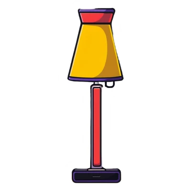 smartphone showing quiz interface in foreground, with a decorative floor lamp sticking out from behind the phone sticker