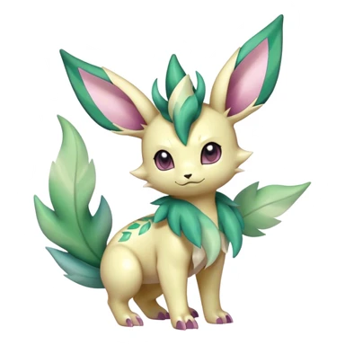 Shiny Cool Sparkly Cute Ethereal Leafeon-Sylveon-Nidorino-Fakemon-hybrid-fusion- full body sticker