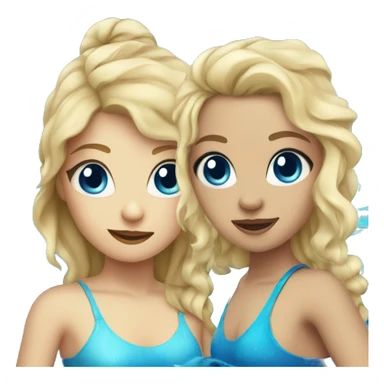 girl in a swimming costume with blue eyes, blonde with sea wave hair sticker