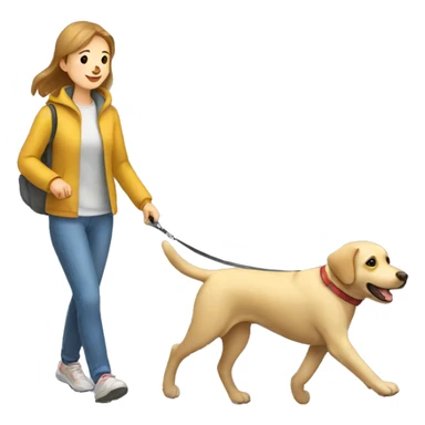 Labrador dog walking with owner sticker