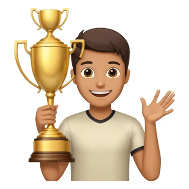 excited person with large trophy sticker