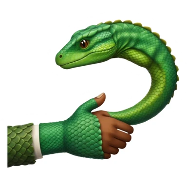 Brown Skinned Hand shaking hands with green scaled reptile hand  sticker