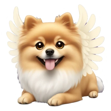 Pomeranian with angel wings and smiling  sticker