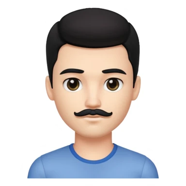 pretty handsome bratz man, with black hair and  square short mustache with black black black  eyes,  short dar, pale skin, defined jawlines sticker