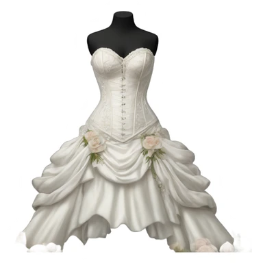 Hyper Realistic ornate corset Wedding dress displays with flowers  sticker