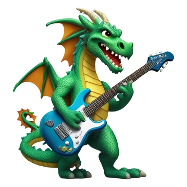 Dragon with electric guitar sticker
