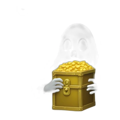 ghost with a chest full of gold in his hands sticker