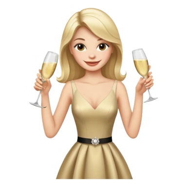 high fashion model toasting with champagne, hyper realistic sticker