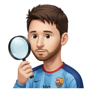 Messi de perfil mirando con una lupa de sticker
